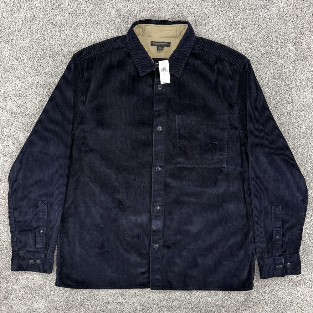 Banana Republic Corduroy Shacket Men's XL NWT Navy Organic Cotton MSRP: $89.50